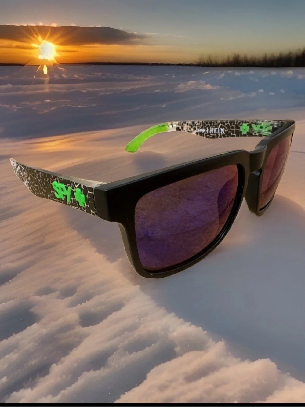 SPY Men’s Black Frames with Green.  Multicolored Tinted Lenses Ken Block Optic